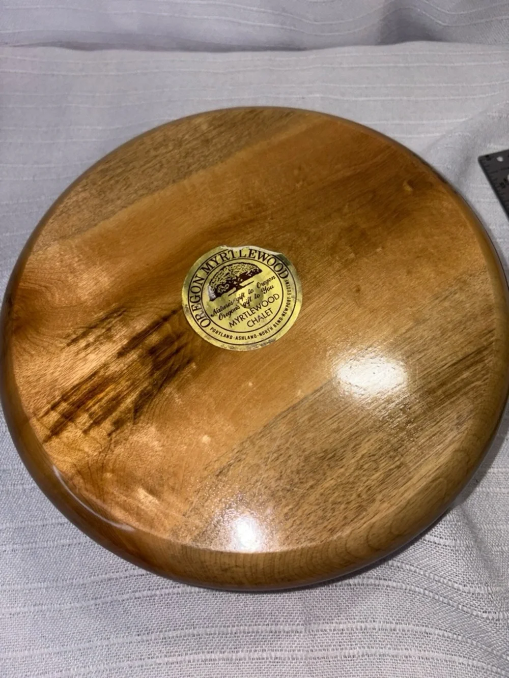 Oregon Myrtlewood Chalet Wooden Chip & Dip Serving Platter Bowl Honey Amber MCM